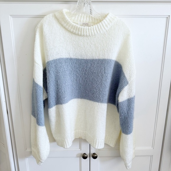 Lascana Venus Color Block Sweater Cream/Blue Stripe Sz Medium - Picture 4 of 13